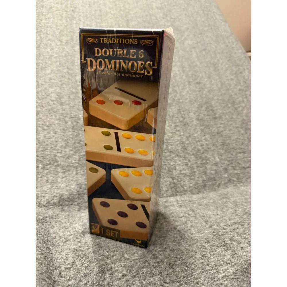 Cardinal Traditions Double 6 Dominoes 28 Color Dot Dominoes Set New Sealed